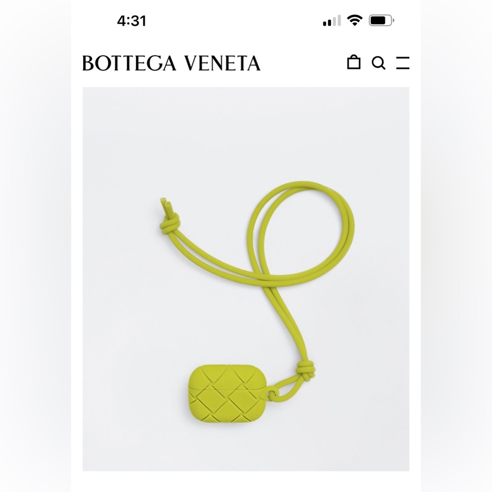 Bottega Veneta AirPod pro case in kiwi with strap